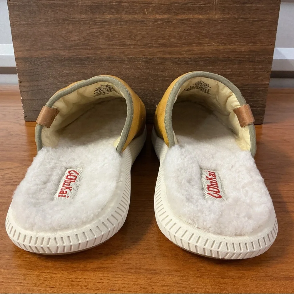Olukai Men Mua’Ili Tan Leather Lined Mule Island Slippers Size 9
